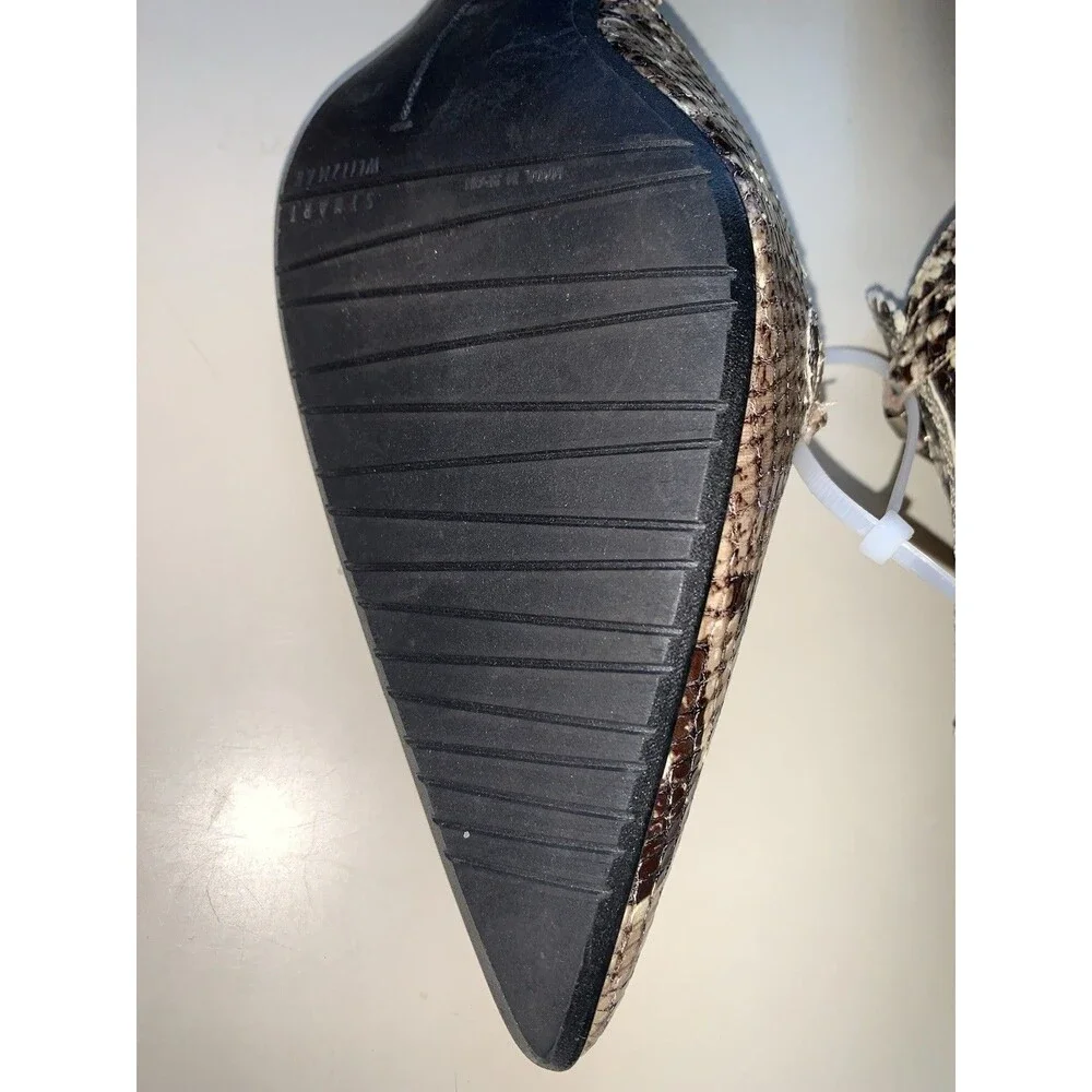 NWOT Stuart Weitzman 9.5M Snakeskin Pointy Toe Open Heel Slip On Heels 4007979
